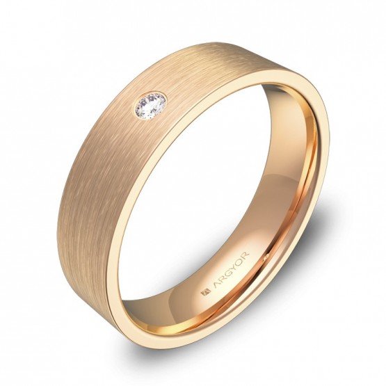 Alianza de boda 5,0mm en oro rosa satinado con diamante B0150S1BR