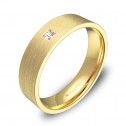 Alianza de boda de oro amarillo satinado con 1 diamante B0150S1PA
