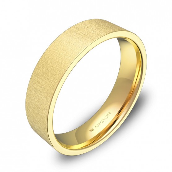 Alianza de boda plana gruesa 5,0mm en oro amarillo rayado B0150T00A