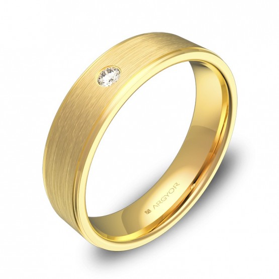 Alianza de boda con biseles 5mm oro amarillo con diamante C0150C1BA
