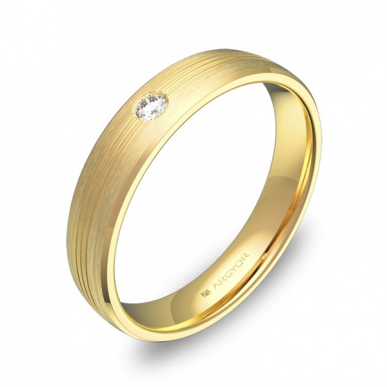 Alianza de boda en oro amarillo con ranuras y diamante C0840S1BA