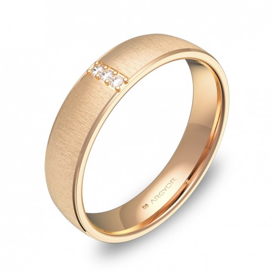 Alianza de boda 4,5mm en oro rosa textura con diamantes C0645T3BR