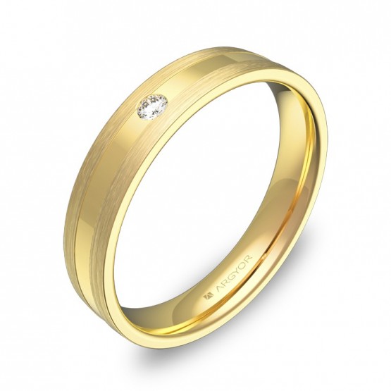 Alianza de boda con ranuras 4mm en oro amarillo con diamante C1540C1BA