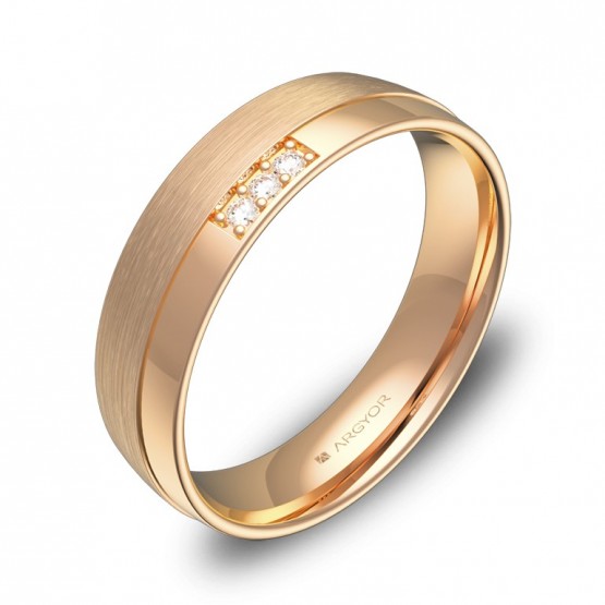 Alianza de boda oro rosa combinado con 3 diamantes C2050C3BR