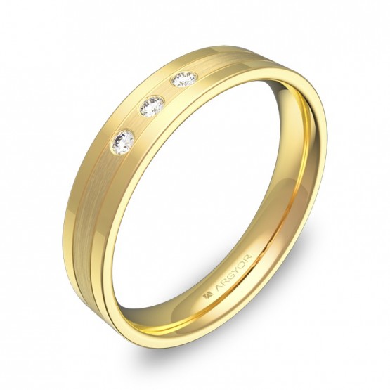 Alianza de boda en oro amarillo combinado 3 diamantes C2540C3BA