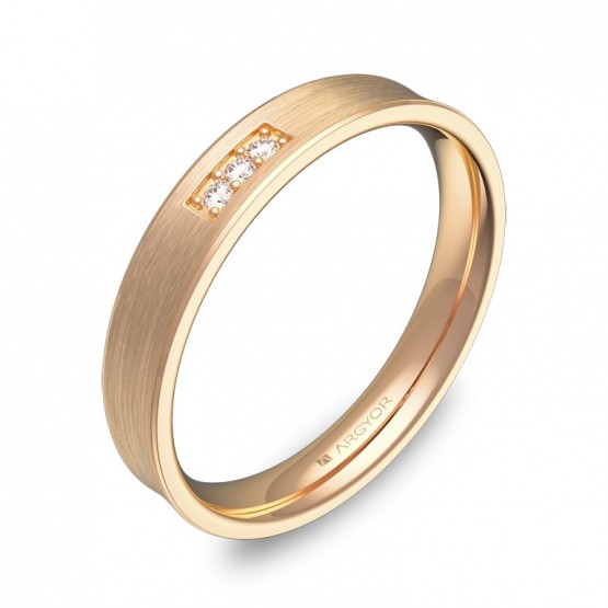 Alianza de boda cóncava 3,5mm en oro rosa con diamantes C3035S3BR