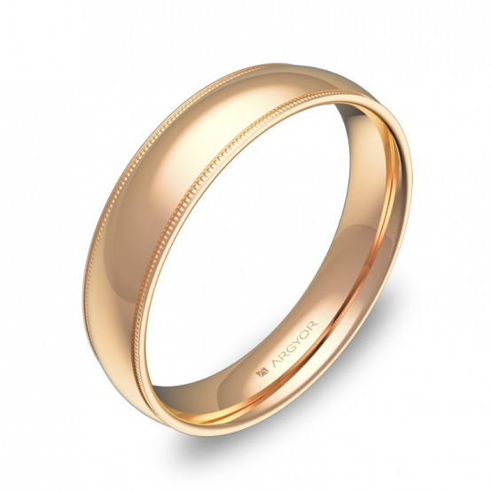 Alianza de boda de media caña con biseles 4,5mm en oro rosa C3145P00R