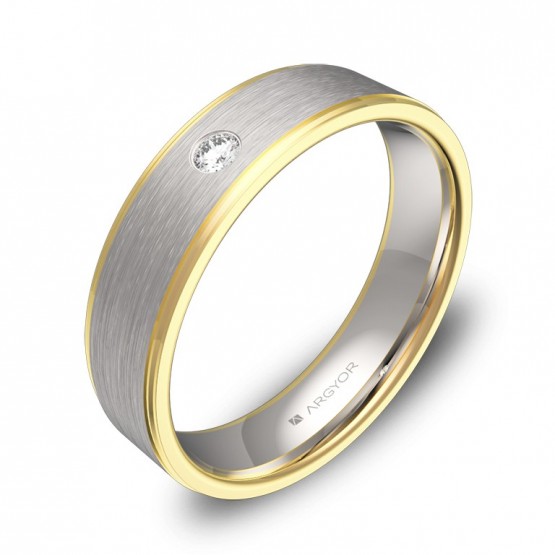 Alianza de boda 5,0mm en oro bicolor combinado con diamante D0150C1BA