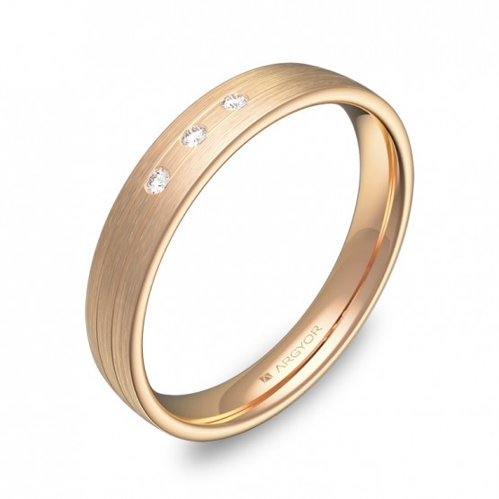 Alianza de boda de media caña 3,5mm en oro rosa 3 diamantes C3535S3BR