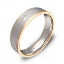 Alianza de boda con biseles 5mm en oro bicolor con diamante D0150C1BR