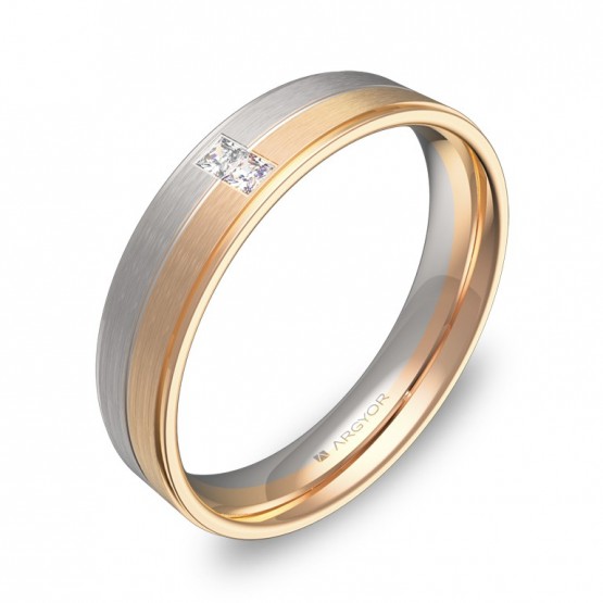 Alianza de boda en oro bicolor con diamantes D0545C2PR