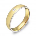Alianza de boda de oro bicolor texturizado con diamante D0645T1BA