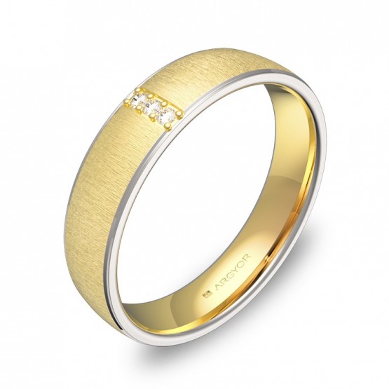 Alianza de boda con biseles oro bicolor con diamantes D0645T3BA
