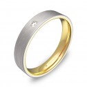 Alianza de boda plana 4mm en oro bicolor satinado y diamante D1140S1BA