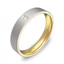 Alianza de boda de 4mm en oro bicolor satinado con diamantes D1140S2PA