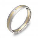 Alianza de boda con ranuras 4mm en oro bicolor con diamante D1340S1BA