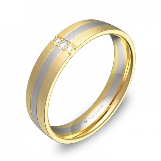 Alianza de boda 4,5mm oro bicolor satinado con diamantes D1745S3BA