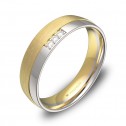 Alianza de boda de oro bicolor con ranuras y diamantes D2050C3BA