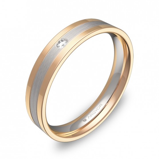 Alianza de boda  4mm en oro bicolor combinado con diamante D2540C1BR