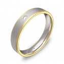Alianza de boda con biseles 4mm en oro bicolor con diamante D2640C1BA