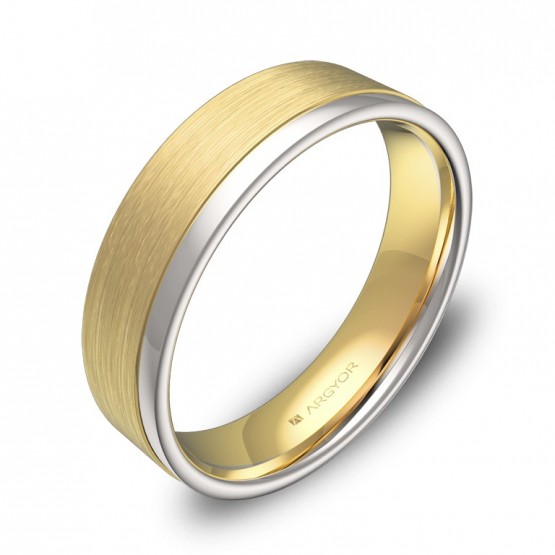 Alianza de boda 5mm en oro bicolor combinado D2850C00A