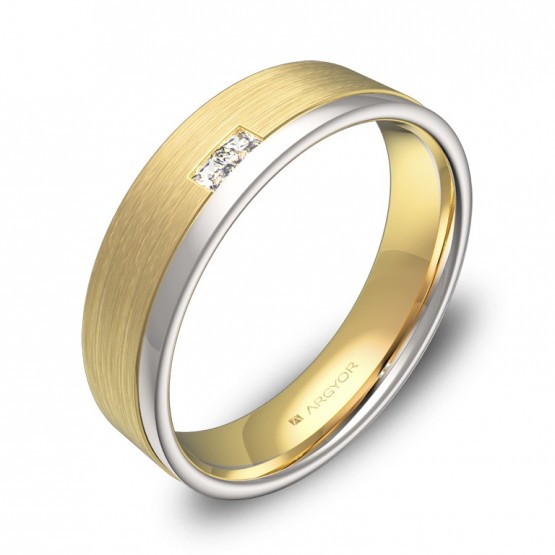 Alianza de boda 5mm oro bicolor combinado con diamantes D2850C2PA