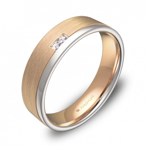 Alianza de boda con ranuras en oro bicolor con diamantes D2850C2PR