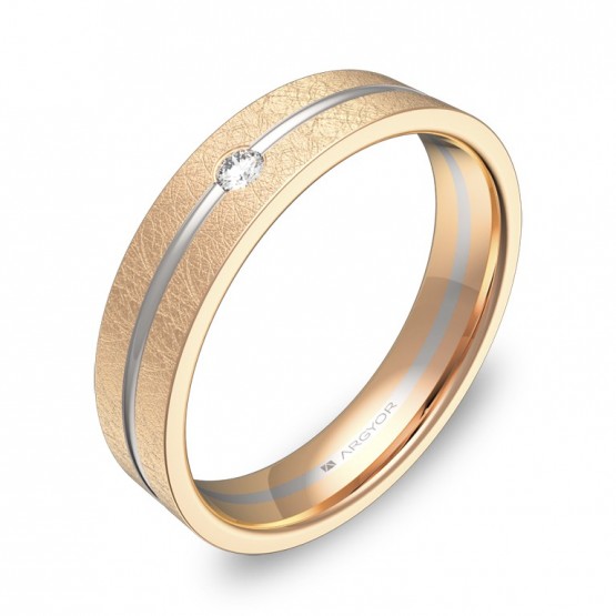 Alianza de boda 4,5mm en oro bicolor hielo con diamante D2945H1BR
