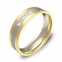 Alianza de boda con ranuras 5mm en oro bicolor 3 diamantes D3450C3BA