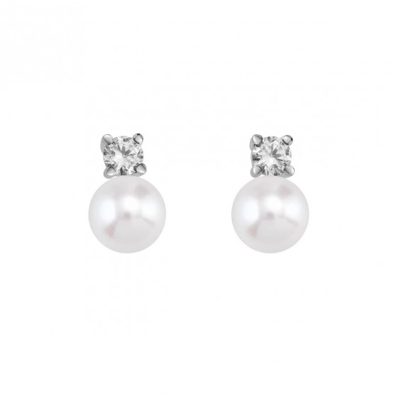 Pendientes de platino con perlas y diamantes (75B0101P)