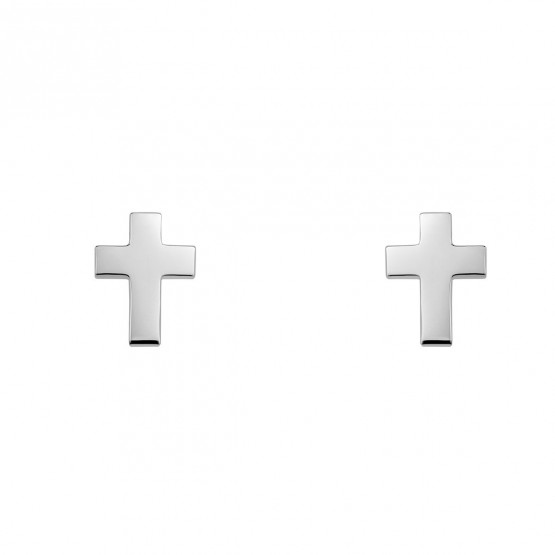 Pendientes de oro blanco en forma de cruz (6B8307304)