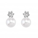Pendientes de novia de platino con Diamantes y perlas (75B0102P)