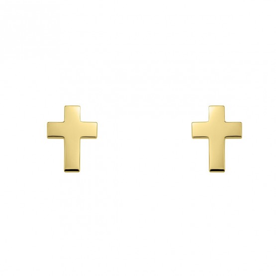 Pendientes de plata dorada con forma de cruz (6A8307304)
