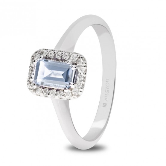 White gold ring, 0.13ct diamonds and aquamarine (0517006AQ)