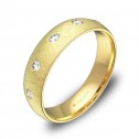 Half-round 5 mm ice effect yellow gold wedding ring with diamonds A0150H5BAF