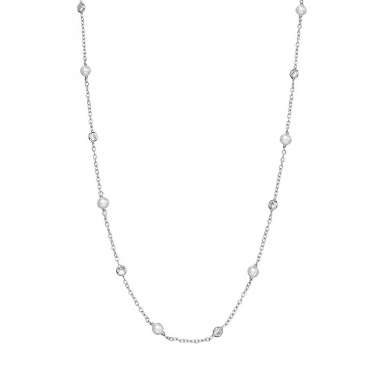 Collar oro blanco con perlas y circonitas (046B101COL)