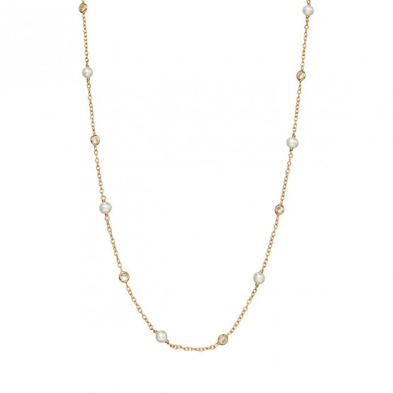 Collar oro rosa con perlas y circonitas (046R101COL )