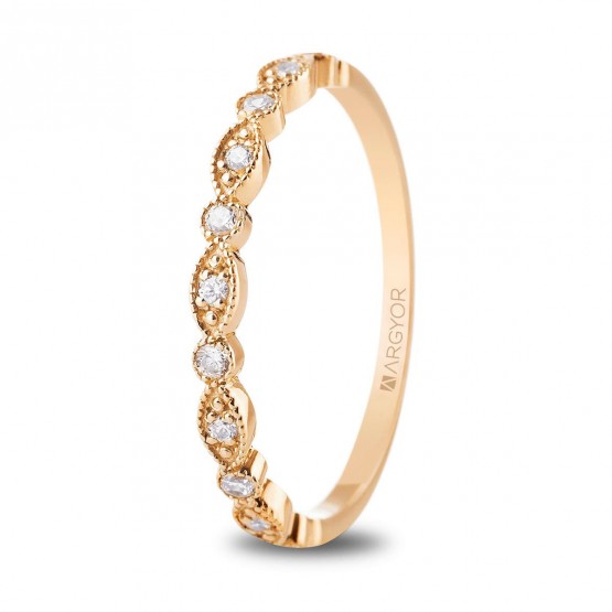 Rose gold ring ovals and circles with diamonds (74R0174)