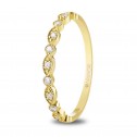 Yellow gold ring ovals and circles with diamonds (74A0174)