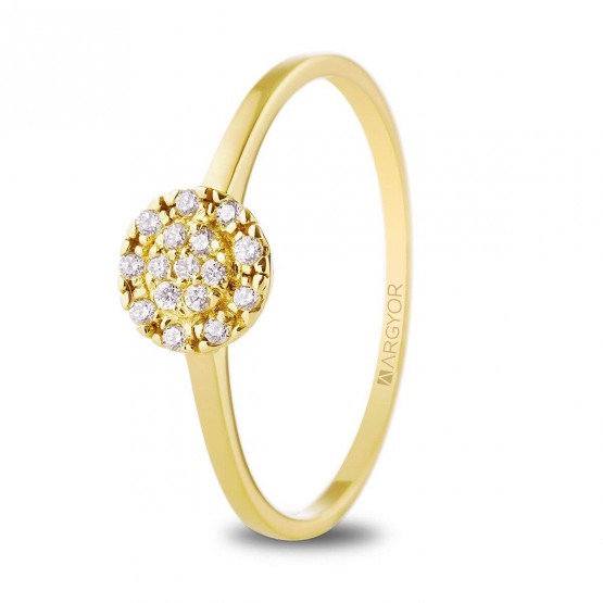 Bague en or jaune 18 carats avec rosace en diamant (74A0171)