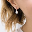 Boucles d'oreilles or blanc 18ct perles et diamants (75B0008Z)