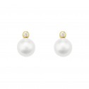 Boucles d'oreilles or jaune 18ct perles et zircone (75A0004Z)