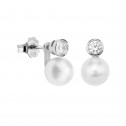 Boucles d'oreilles diamant et perle en platine (75B0100P)