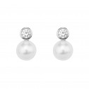 Diamond and pearl earrings in platinum (75B0100P)