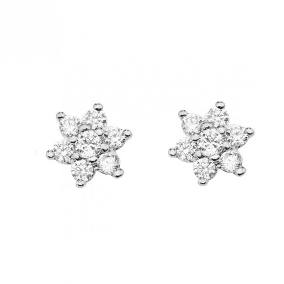 Boucles d'oreilles or blanc 18ct 14 diamants (75B0011)
