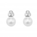 White gold earrings 6 diamonds and pearls (75B0007)