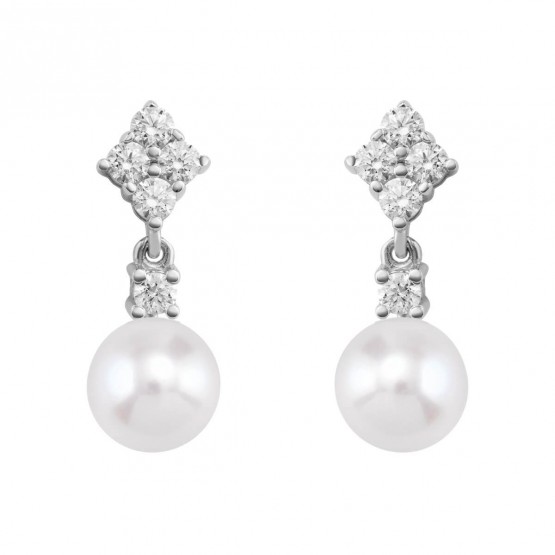 Pendientes de Diamantes en oro blanco con perlas (75B0106)