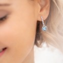 Longues boucles d'oreilles de mariée en argent sterling avec topaze bleue (75B0200TTA)