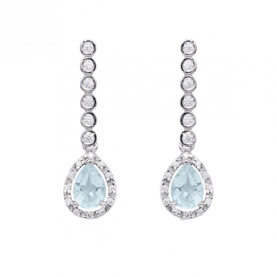 Pendientes de novia con diamantes y topacios azules (75B0201TTA)