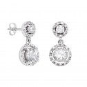 Silberne Braut-Ohrringe mit Diamanten und Topasen (75B0204TT)